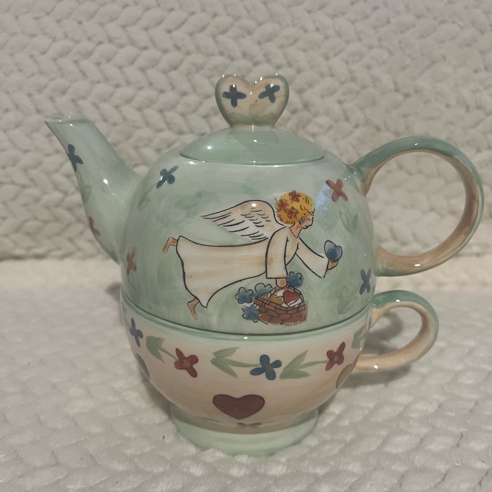Angel Design Tea Set with Heart Motif